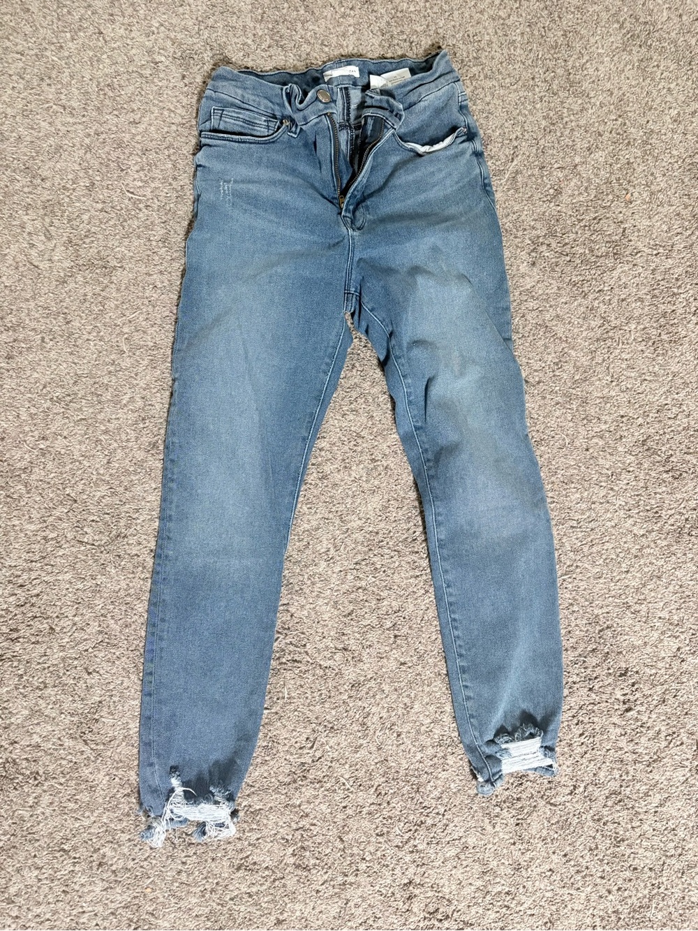 Good American Good Legs High Rise Skinny Jeans Size 6/28 Blue Distressed Hem